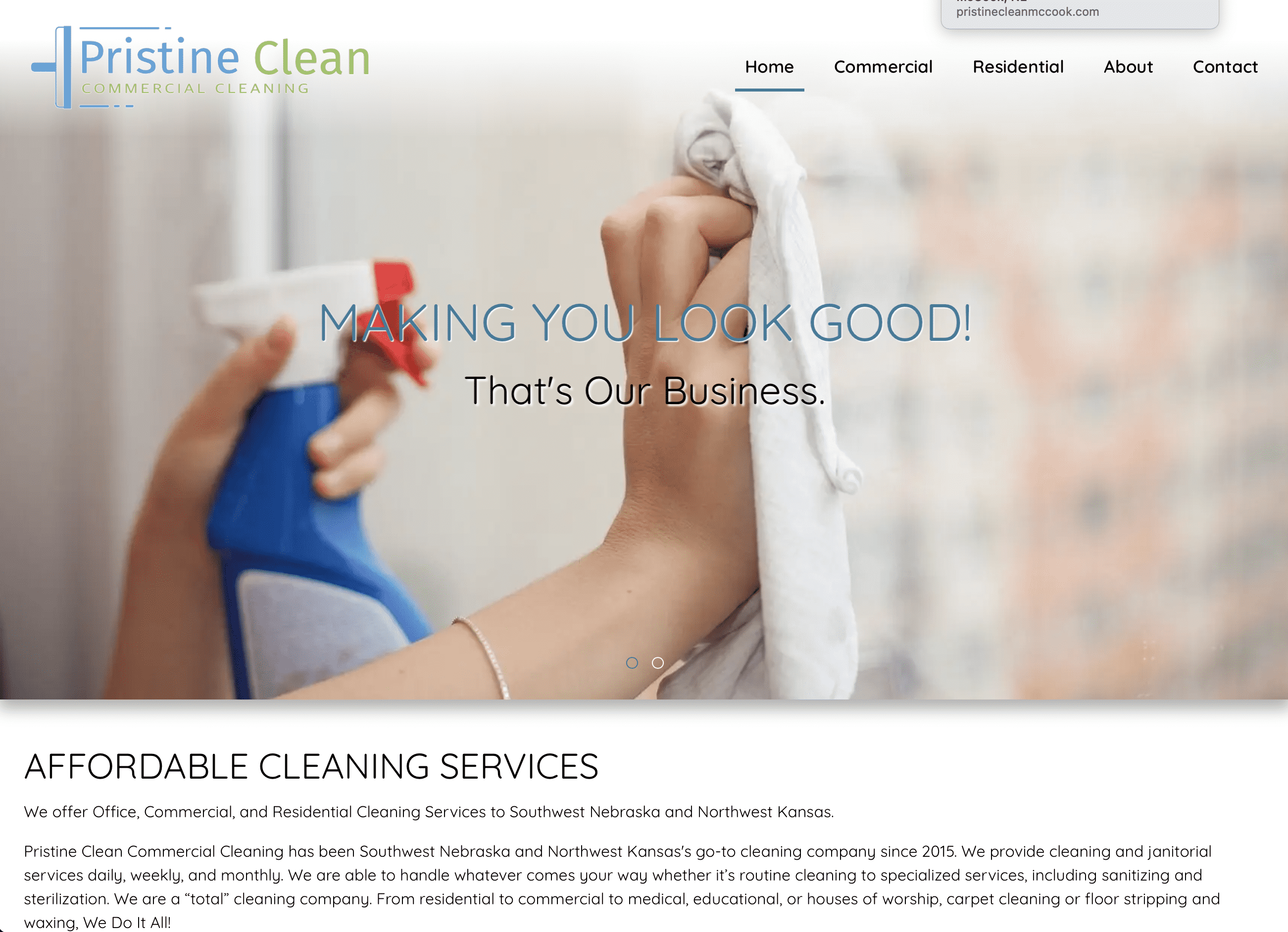 Pristine Clean Cleaning Service Website After