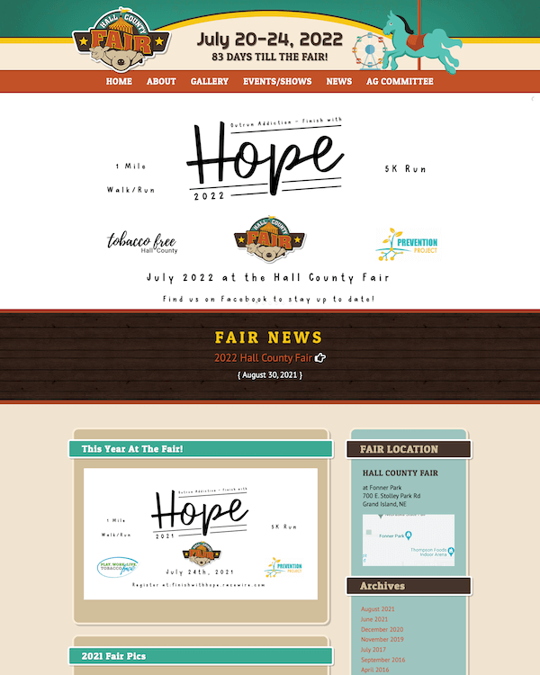 Hall County Fair Website Before