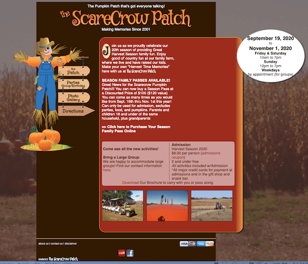The Scarecrow Patch Website Before